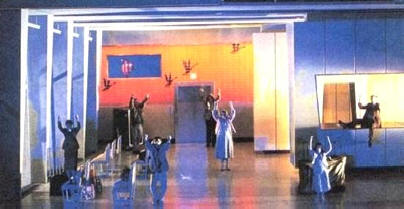 A scene from the Glyndebourne Festival Opera production of Jonathan Dove's 'Flight'.